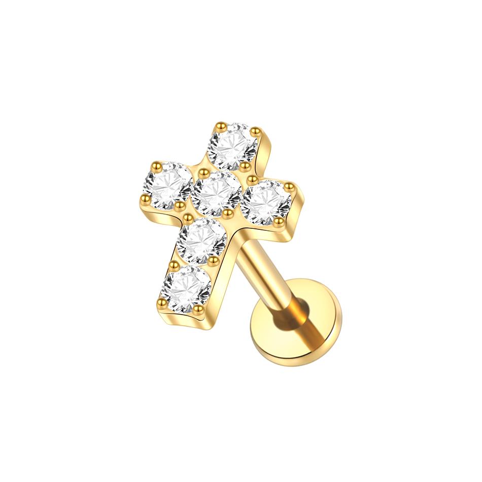 1PC Titanium Ear Piercing Cartilage Earrings Tragus Helix Pirsing Labret Piercing Cross Ear Lobe Lip Rings Daith Jewelry Women