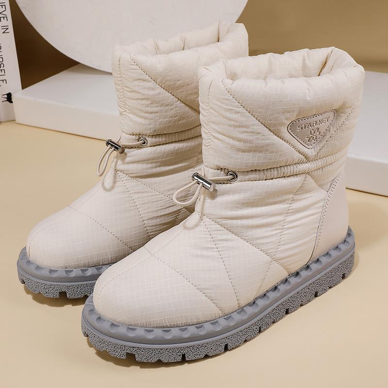 Neue Schneestiefel Damenmode warme dicke Wolle Baumwollstiefel rutschfest und spritzwassergeschützt Schneestiefel