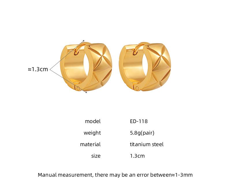 High-End Argyle Titanium Steel Ear Cuffs