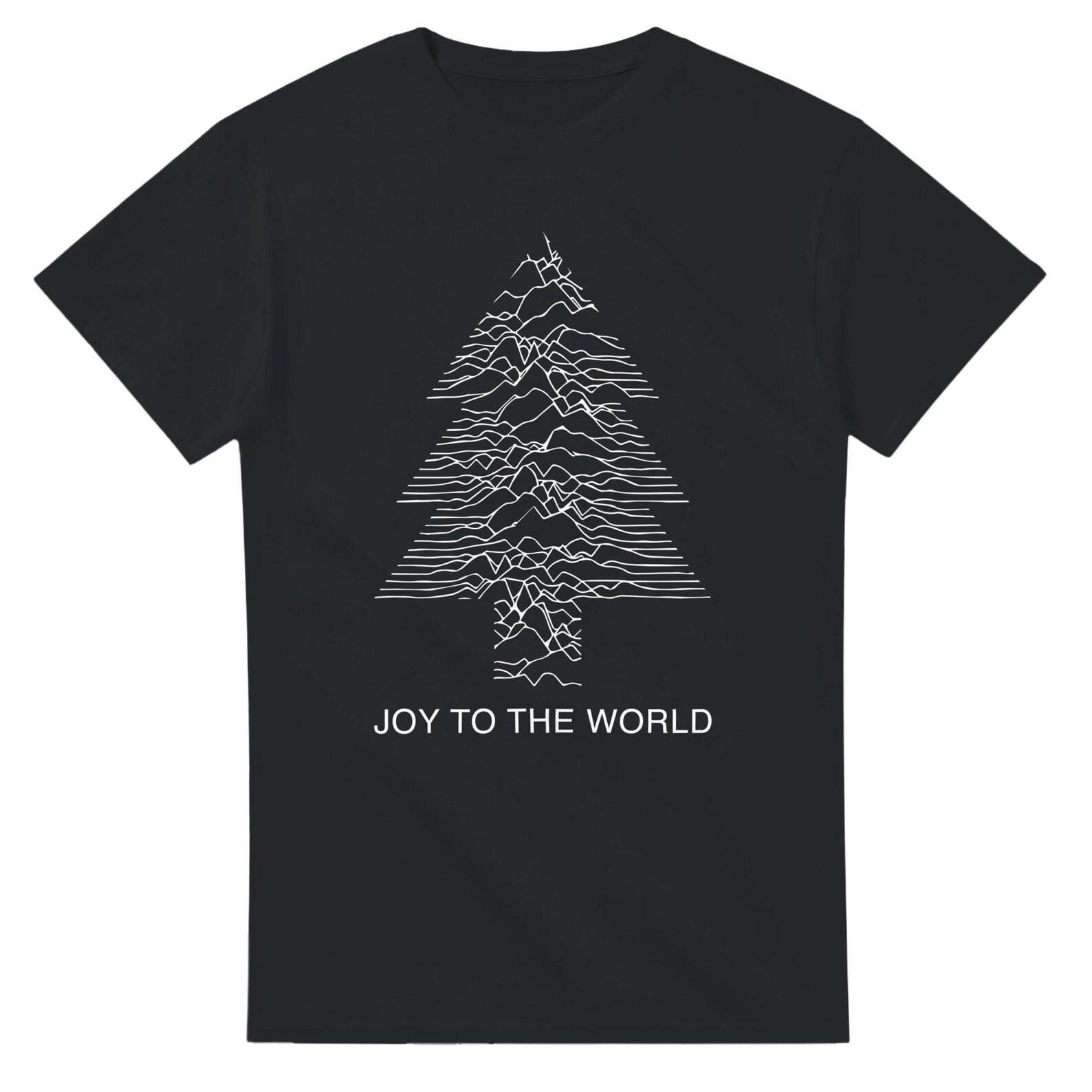 Joy To The World Christmas T shirt | Joy Division Unknown Pleasures Inspired Parody Tee | Rock Holiday Shirt | Christmas Tree 2XL