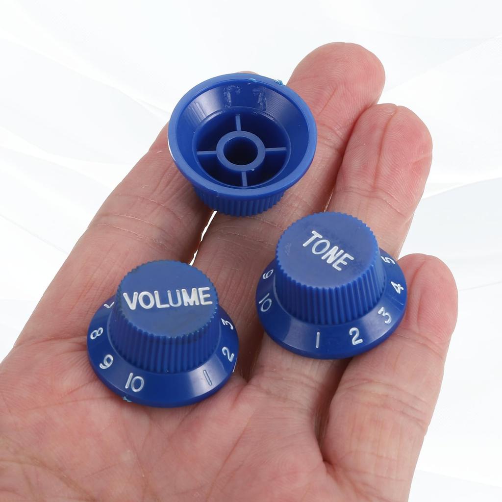 uxcell Guitar Control Metric Top Hat Bell for Electric Guitars and Split Shaft Set x Tone x Knobs, Knobs, Basses, Pots, 3-Piece (Volume 1, 2),