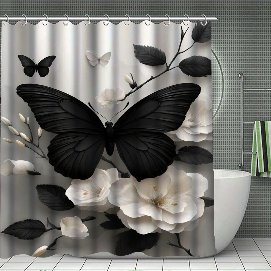 Butterflies Curtains Shower Curtain Set For Bathroom Modern Bath Rug Decor For Bathroom Shower Curtains Multi-Size Home Decor