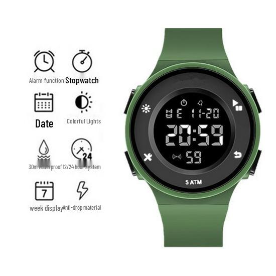 Round Waterproof Luminous Alarm Clock Multifunctional Student Watch - College Youth Edition.