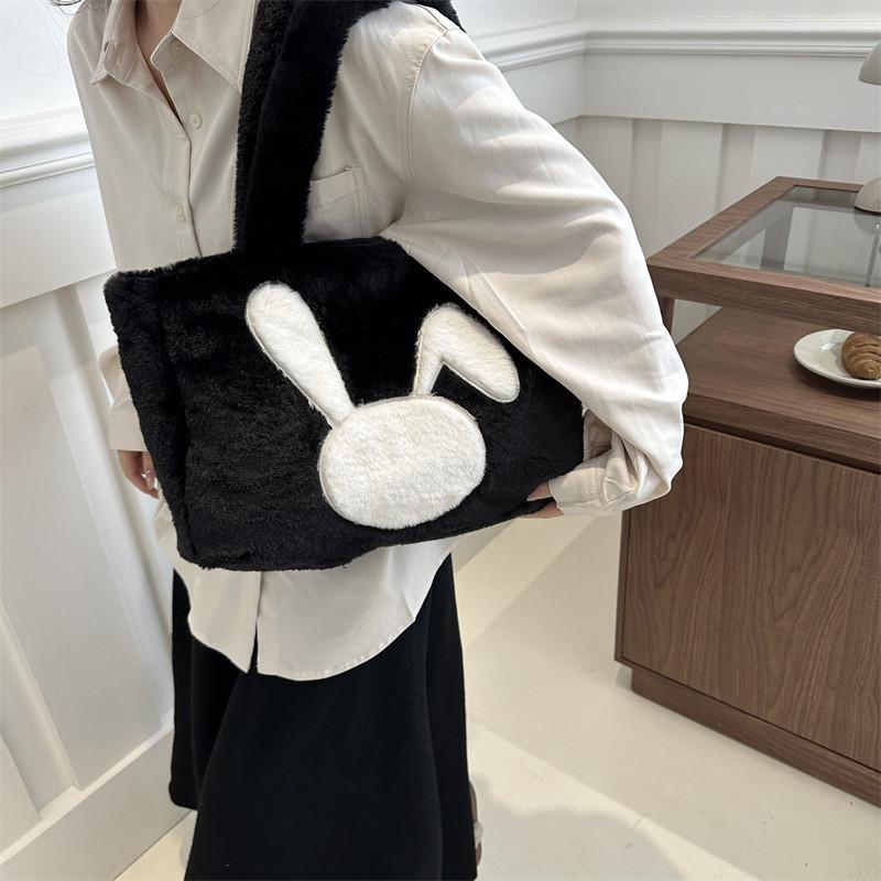 Large Capacity Plush Tote Bag Women Winter New Street Fashion Shoulder Bag