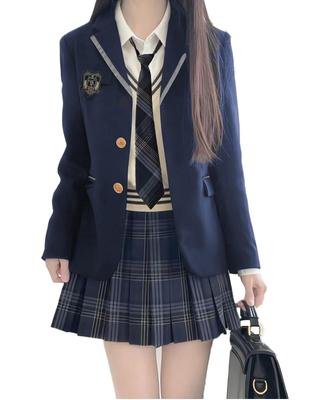 High School School Uniform Cosplay Fashion JK Uniform Cos Cosplay School Commute Graduation Ceremony Navy 2XL [KALAOK] Girl's Women's
