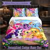 Personalized 3Pcs Bedding SetMy Little Pony Custom Text Duvet Cover Pillowcase Set Bedroom Gift