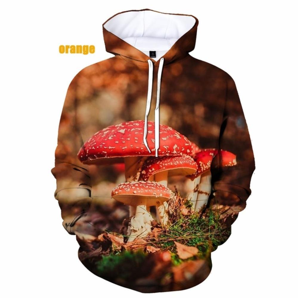 

Весенне-осенний стиль Харадзюку, мужские толстовки с 3D принтом грибов, повседневные пуловеры с длинными рукавами, толстовки высокого качества, топы большого размера L