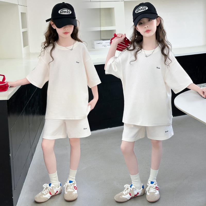 Girls' Sports Suit Summer Thin Short-Sleeved T-Shirt