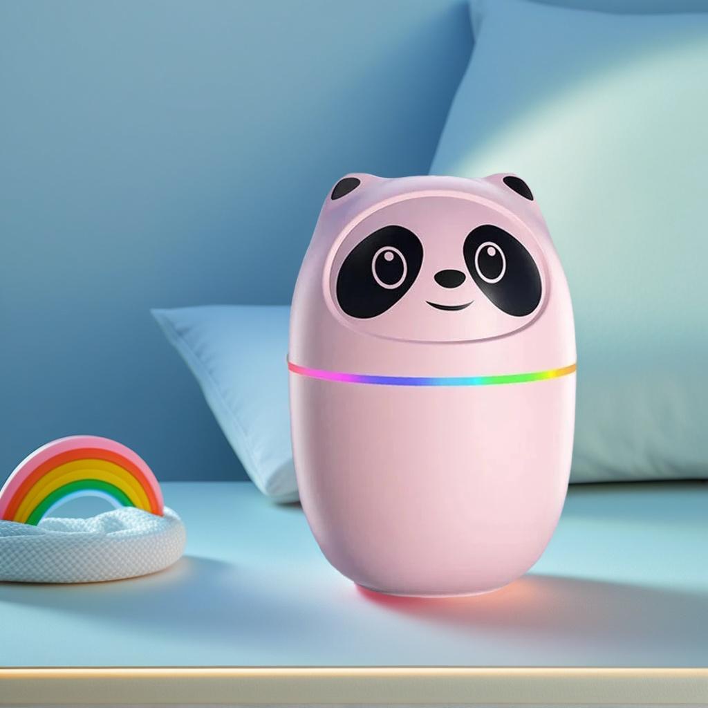 

Mini Panda USB Air Humidifier, Aroma Oil Diffuser with Night Light Cool Mist Sprayer for Household Car Office розовый