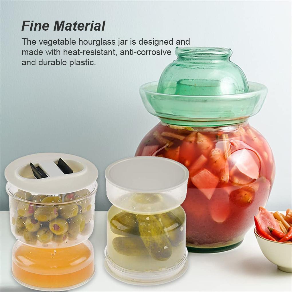 Plastic Vegetable Hourglass Jar Silicone Lid Spice Fresh Keeping Container Kitchen Restaurant Juice Separator Bottle