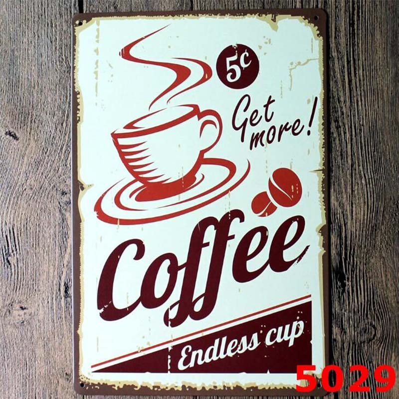 1pc Retro Metal Poster Coffee Sign Decor Plaque Vintage Tin Sign House Art License Poster Cafe Bar Metal Plates Wall Home Decor