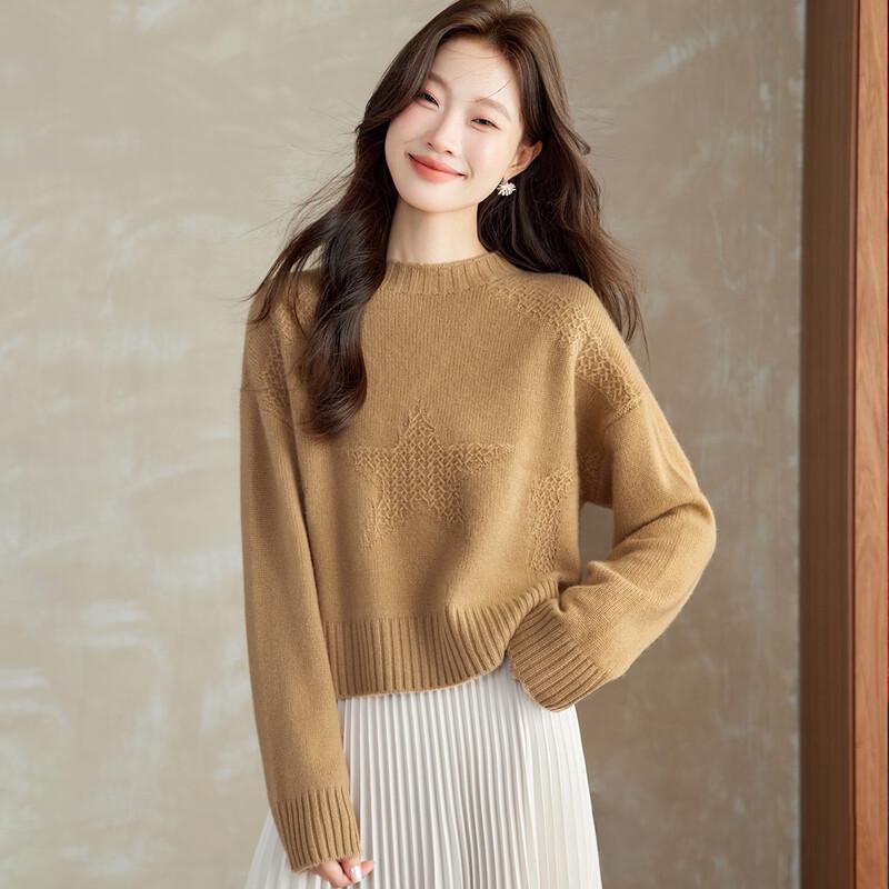 Srcr Women s Thick 100% Cashmere Round Neck Sweater L