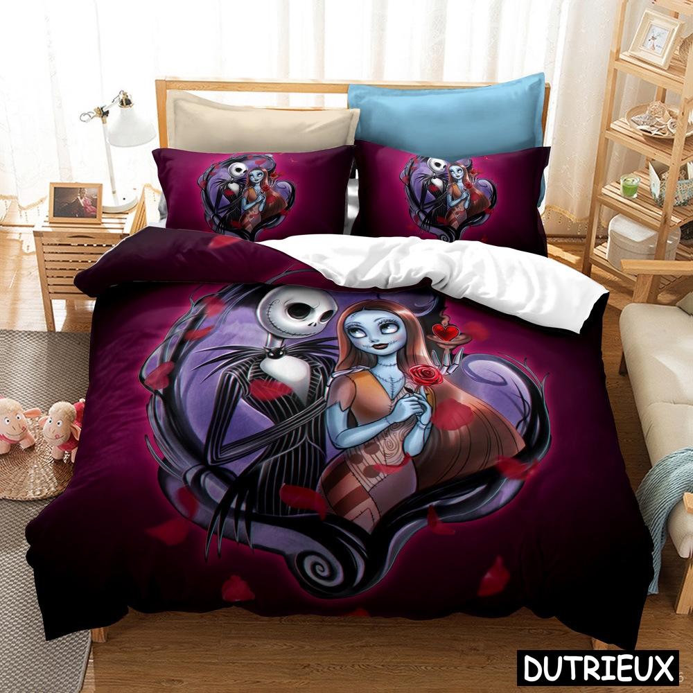 

The Nightmare Before Christmas Duvet Cover Set 3D Cartoon Printed Bedding Set Queen King Size Comforter Cover Pillowcase Set 135x200cm