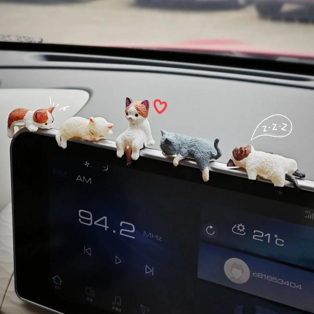 Niedliche Katze Monitoraufsatz Harz Katzenfiguren Schreibtischregal Ornament Büro Schreibtischdekoration Katzenliebhaber Geschenk