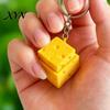 Cheese Shaped Clicker Simulated Fidget Keychain, 3D Printed Cube Finger Clicker, Toy Anxiety Stress Relief Push Button for Office Classroom