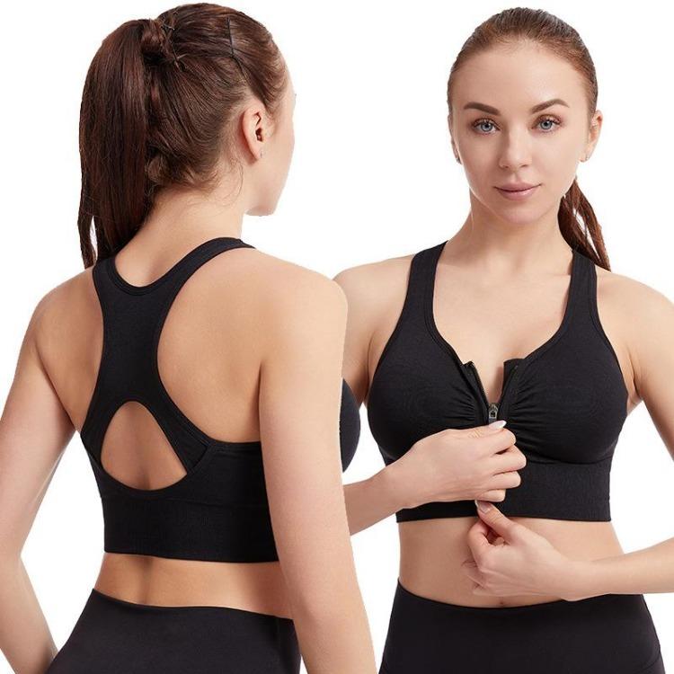 Shockproof High Impact Support Sports Bra with Zipper for Women Plus Size Workout Running Yoga Bodybuilding Top