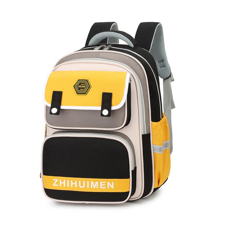 New Fashionable Contrasting Color Backpack, Primary School Bag, Large Capacity Children's Backpack, Men's and Women's School Bag