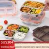 304 Stainless Steel Multi-Compartment Bento Box, Leak-Proof, Includes 3 or 4 Grid Options
