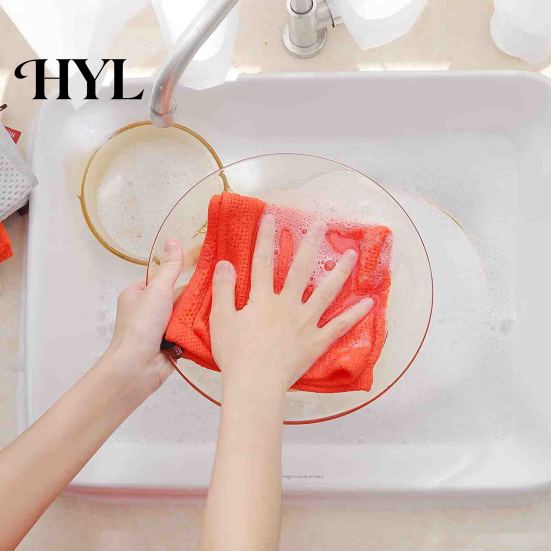 Long-lasting Dish Towel Cotton Waffle Weave Kitchen Cloth Solid Color Ultra Soft Absorbent Quick Drying Cleaning Rag Hair Hat