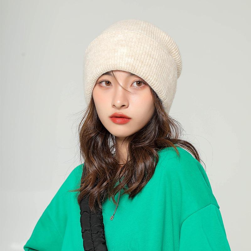 Large Board Wool Knitted Hat, Warm Hat, Children's Autumn and Winter Pullover, Cold-proof Ear Protection, Big Head Circumference, Bag Head Cold Hat