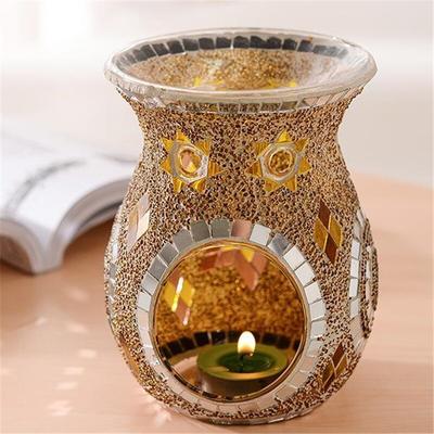 Mosaic Glass Oil Furnace Aroma Burner Candle Holder Candlestick Vase Romantic Home Decor Crafts Gifts