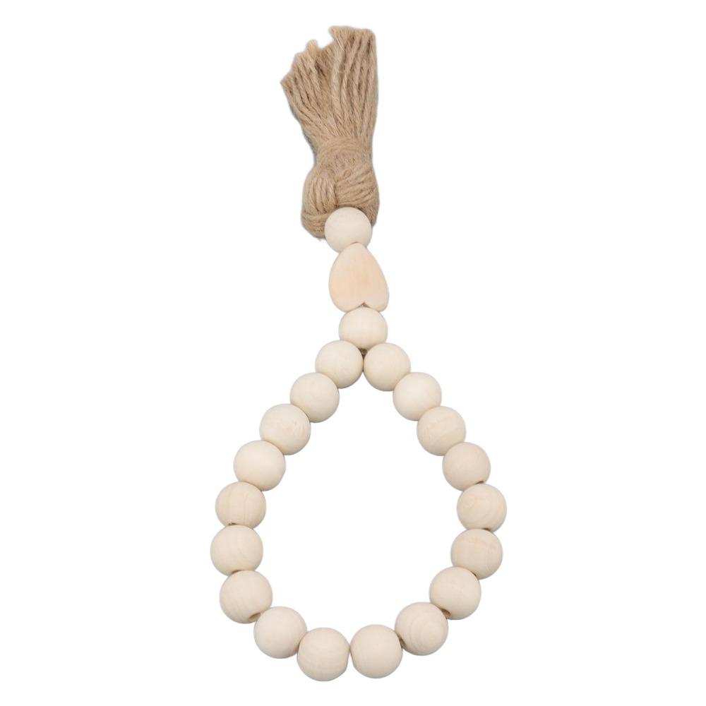 Light Brown Farmhouse Wooden Bead Strand Hanging Tassel Bead Ornament Tray Tabletop Bead Layout