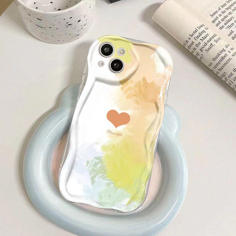 Colorful Little Heart Applies To iPhone17promax Mobile Phone Case Apple 16 Cream Wave 14/13 Soft Case 15