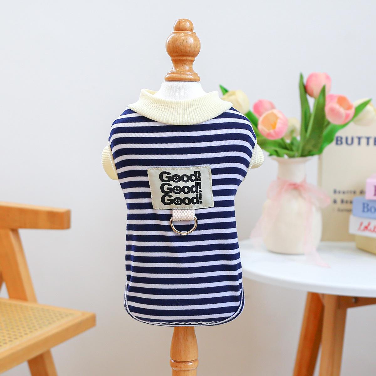 

PETCIRCLE Black & White Striped Pet Vest & Leash for Dogs and Cats XS - Chest 30cm Length 20cm 2-3 jin