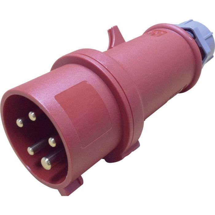 Fiche mâle CEE - MENNEKES - 16 A - IP44 - Rouge - Prêt à poser