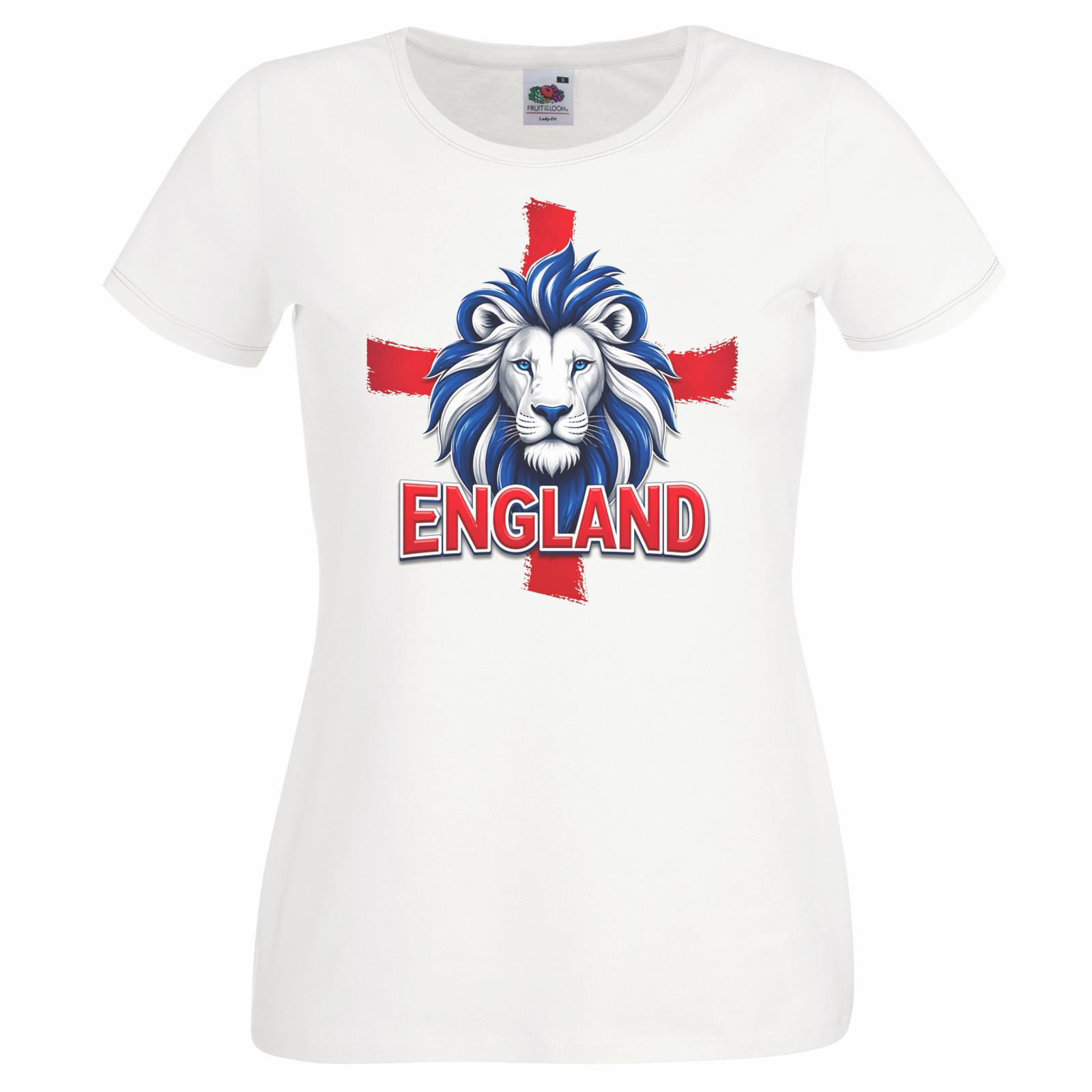 Unisexs St George English Lion St Georges Day England Flag Lady Fit White TShirt 2XL
