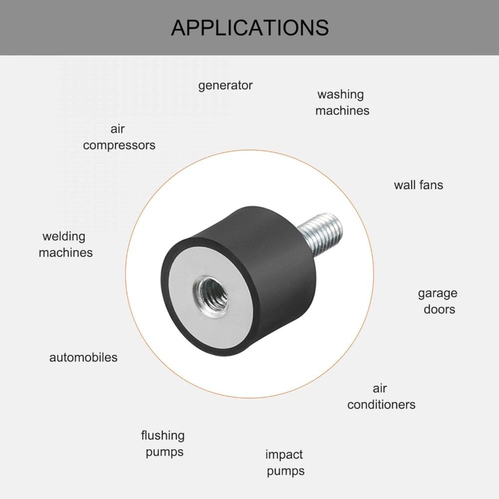 Schwarze Schwingungsdämpfer M6 M8 M10 Gewinde Zylindrische Stoßdämpfer Gummihalterungen Boot Auto