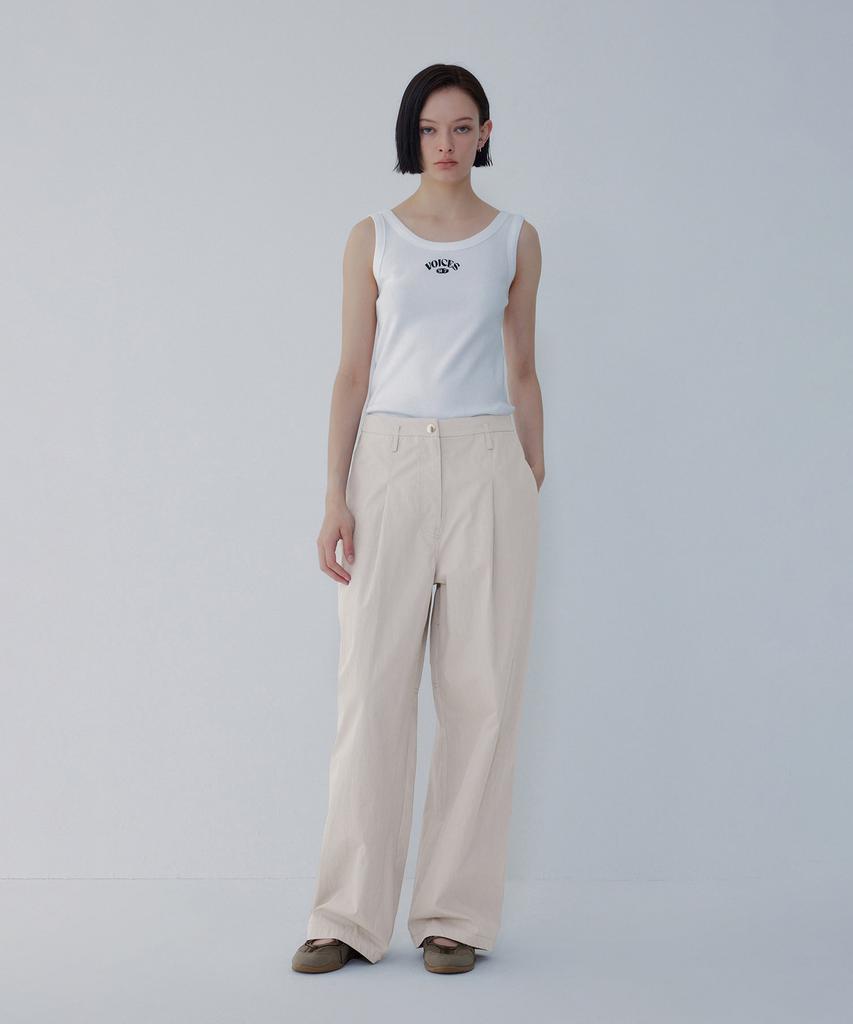 Bobeu One-Tuck Pleated Wide Chino Pants_Ecru 7156230001