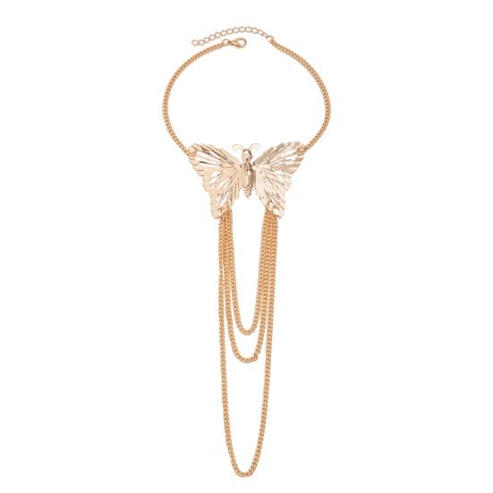 

Женский браслет на руку, регулируемая полая форма бабочки, несколько цепочек в стиле панк, противоскользящая, для леди, для выпускного вечера, для косплея, ювелирные изделия, браслет золотистый