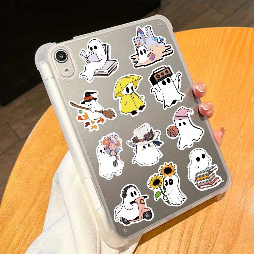 Mixed Color PVC Oblong Self-adhesive Halloween Horror Ghost Cartoon Stickers, Single Use,with DIY Decorations for Party Supplies