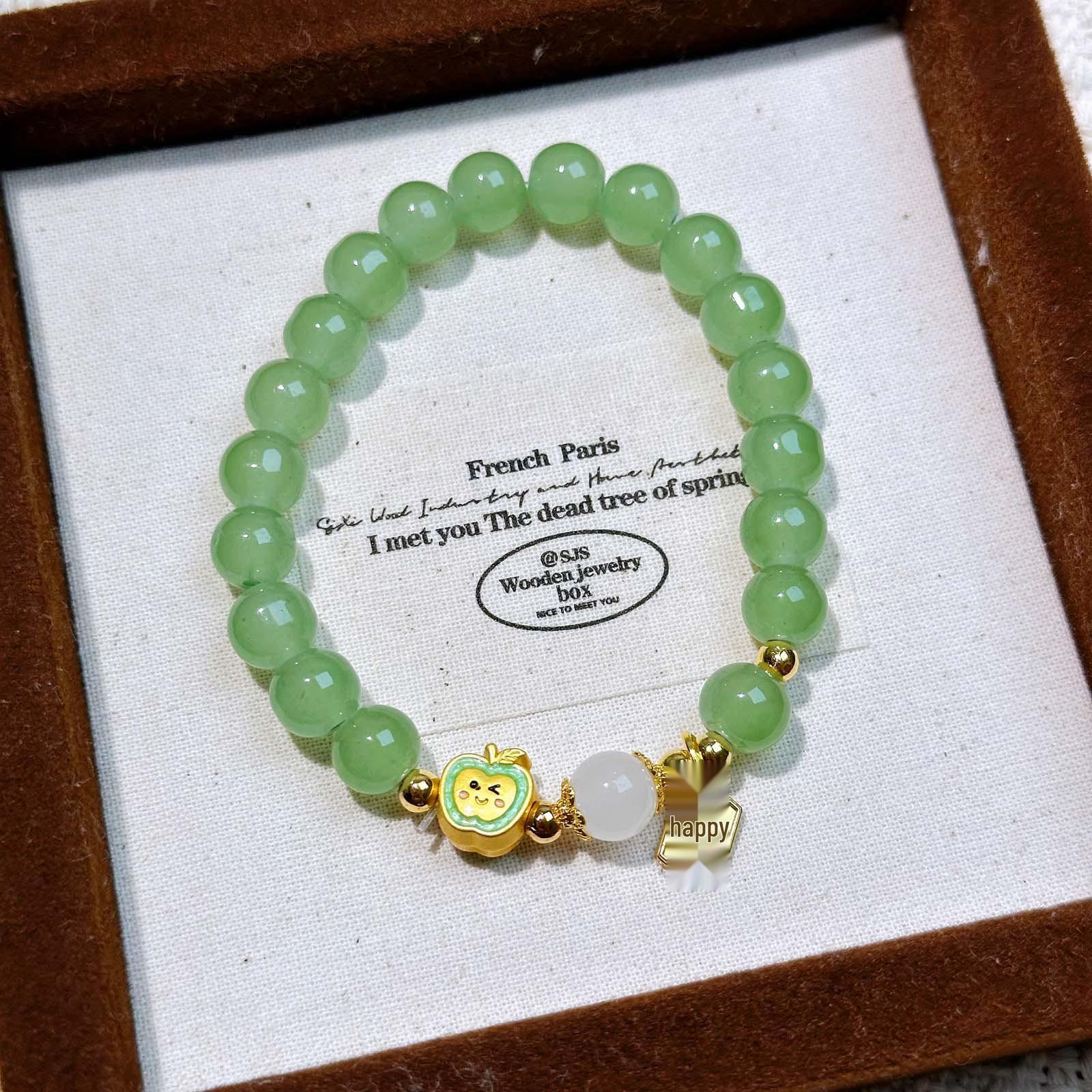 Imitation Green Agate Bracelet for Women - Elegant Decorative Hand String for New Year