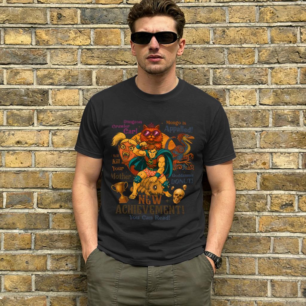 Dungeon Crawler Carl T Shirts for Unisex 100 Cotton Vintage TShirt O Neck Retro Bookish Tee Shirt Short Sleeve Tops Plus Size