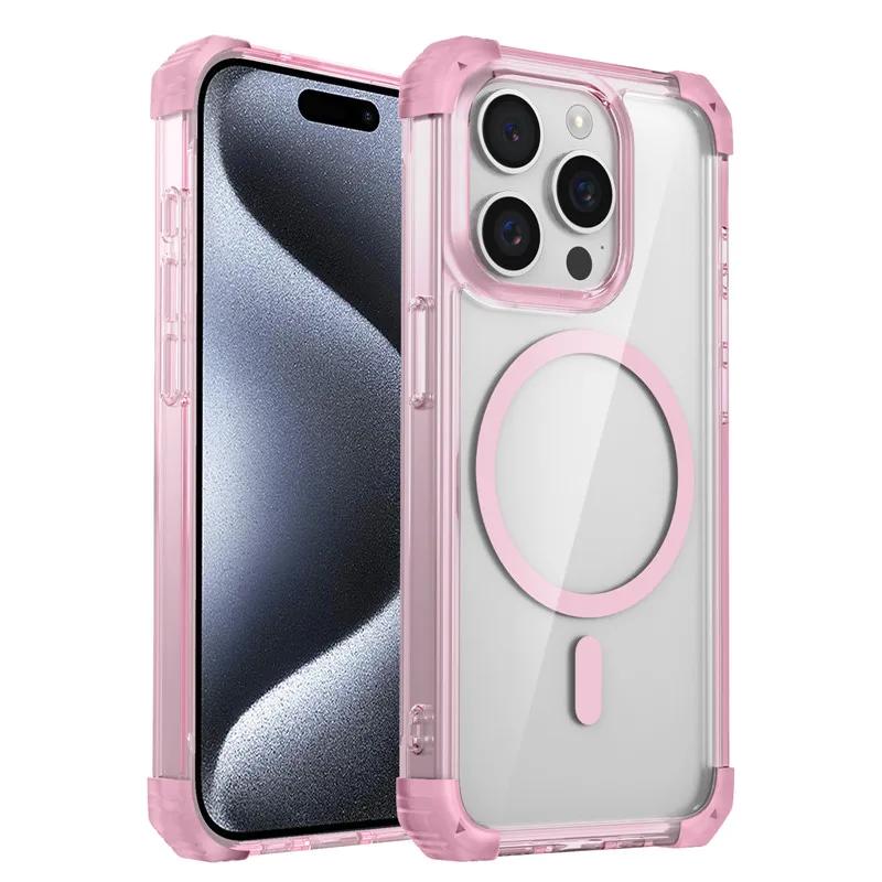 Armor Shockproof Magnetic Wireless Charging Transparent Case For iPhone 17 16 14 13 12 11 15 Pro Max Plus 17Air Magsafe Cover