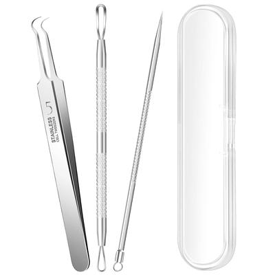 Stainless Steel Double Loop Pimple Extractor Tweezers Set for Blackhead and Acne Removal.