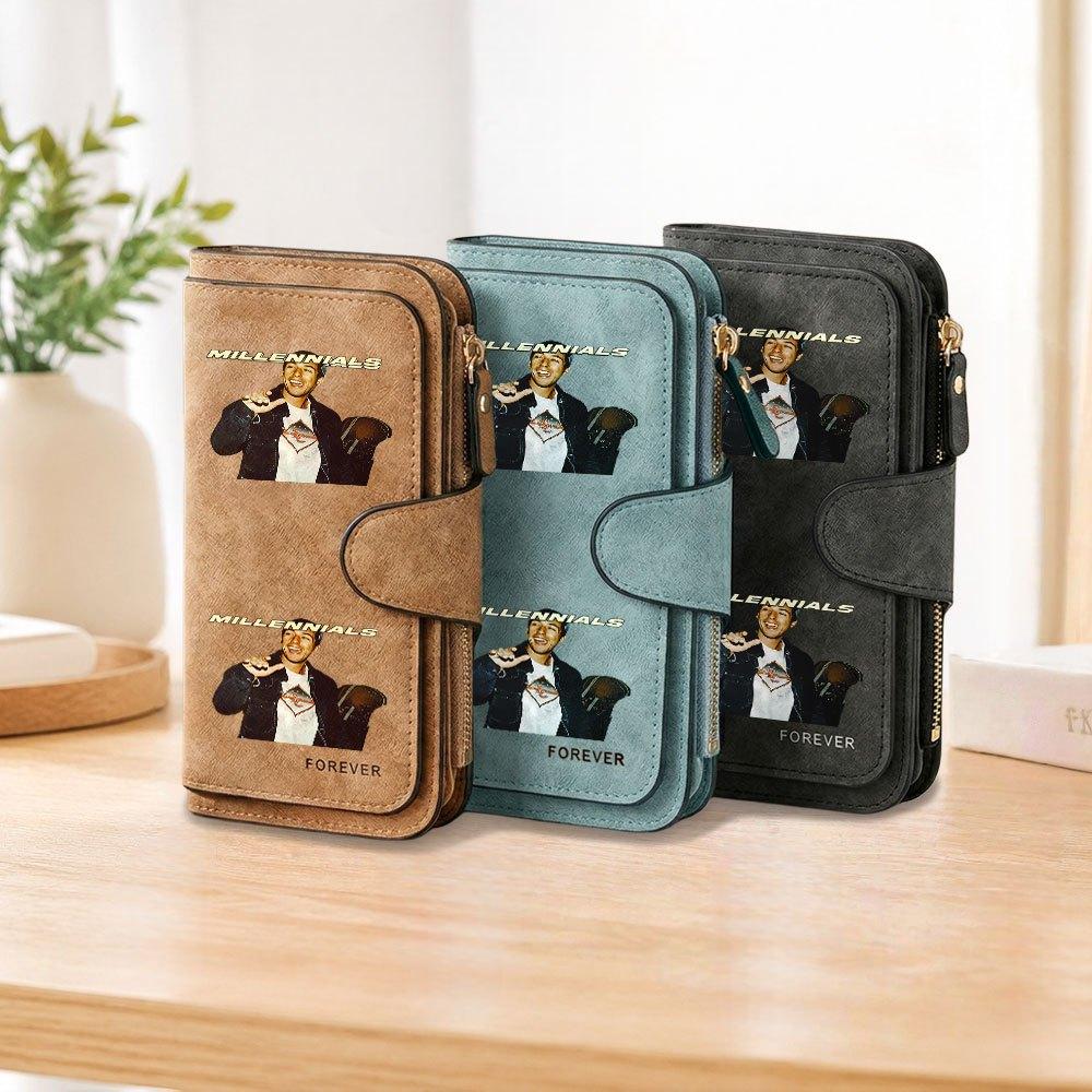 MILLENNIALS Long Zipper Wallet, Large Capacity Card Holder, Unisex Clutch Bag, Fashionable Zipper Coin Purse, Suitable for Daily Use, A Great Gift