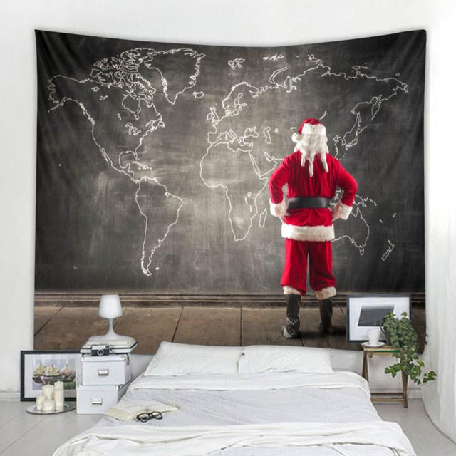Christmas Snow Tapestry Santa Gifts Fireplace Christmas Tree Elk Wall Hanging Room Bedroom Dormitory Home Decoration
