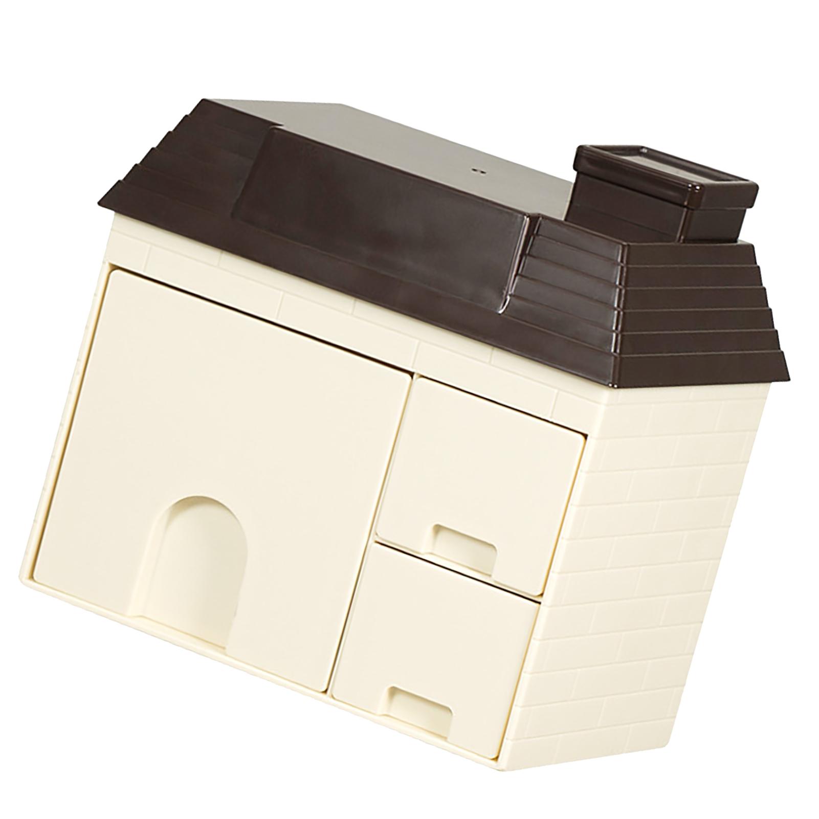 

Органайзер в форме домика, выдвижной ящик, настольный ящик для хранения, многофункциональный держатель для стола, для дома, общежития, офиса, коричневый коричневый