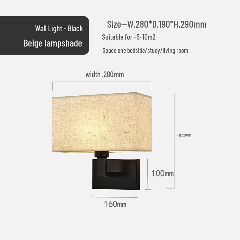 American Style LED Wall-Mounted Bedroom Lamp with Fabric Shade for Reading and Mobile Use