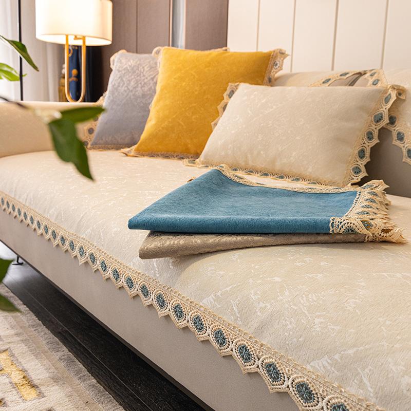 Chenille Sofa Cushion Four Seasons Universal Simple Modern Non-Slip Sofa Cover Light Luxury Style Seat Cushion Backrest Cover Cloth