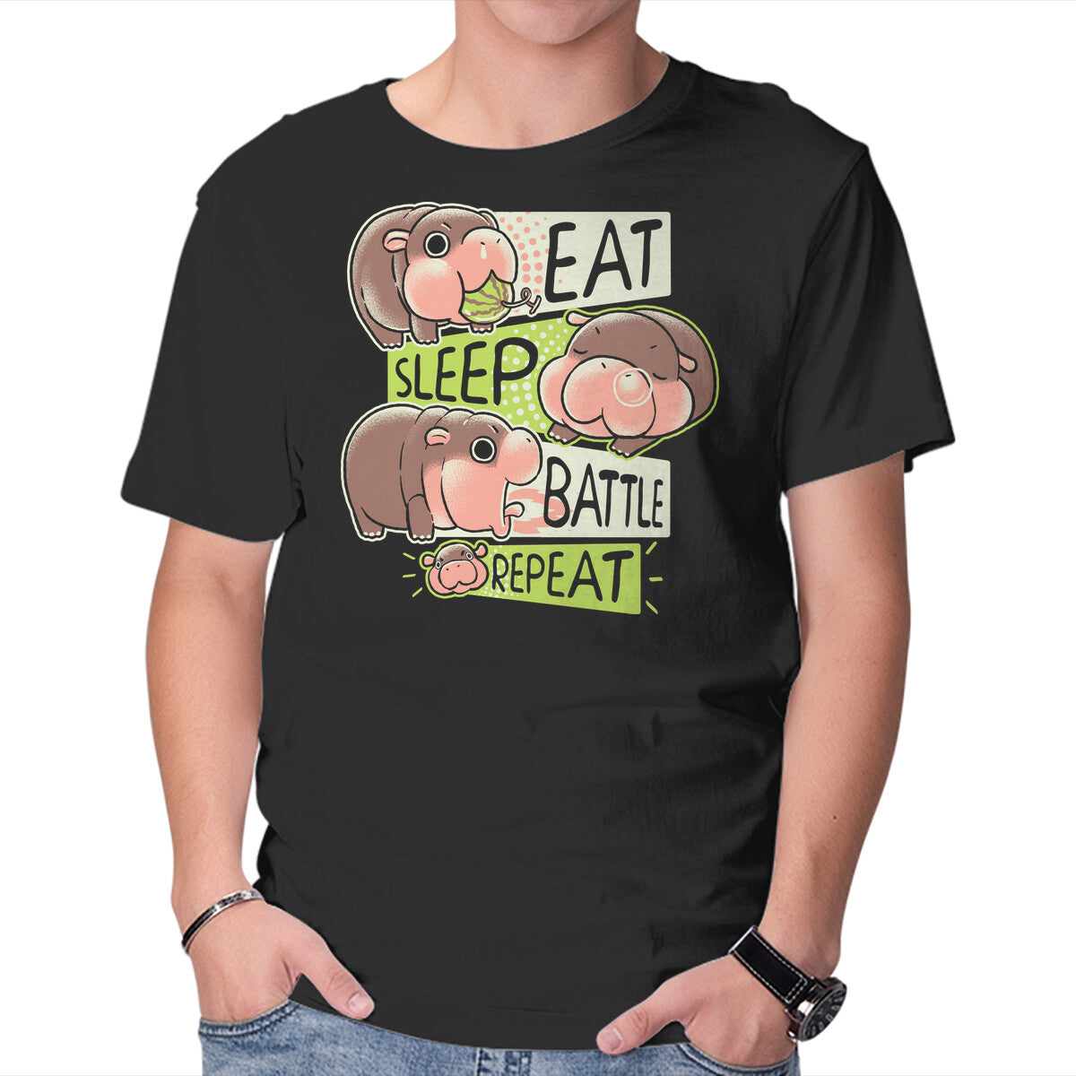 Unisex Crew Neck T-Shirt Baby Pygmy Hippo Graphic Short Sleeve Casual Tee XXXXL