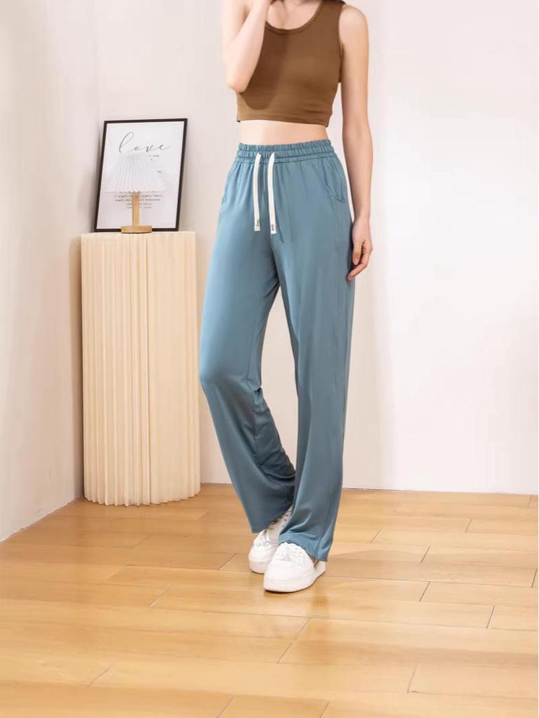 Ice Silk Women's Wide-Leg Quick-Dry Summer Pants - Sun-Protection, Lightweight, Trendy, Petite Fit