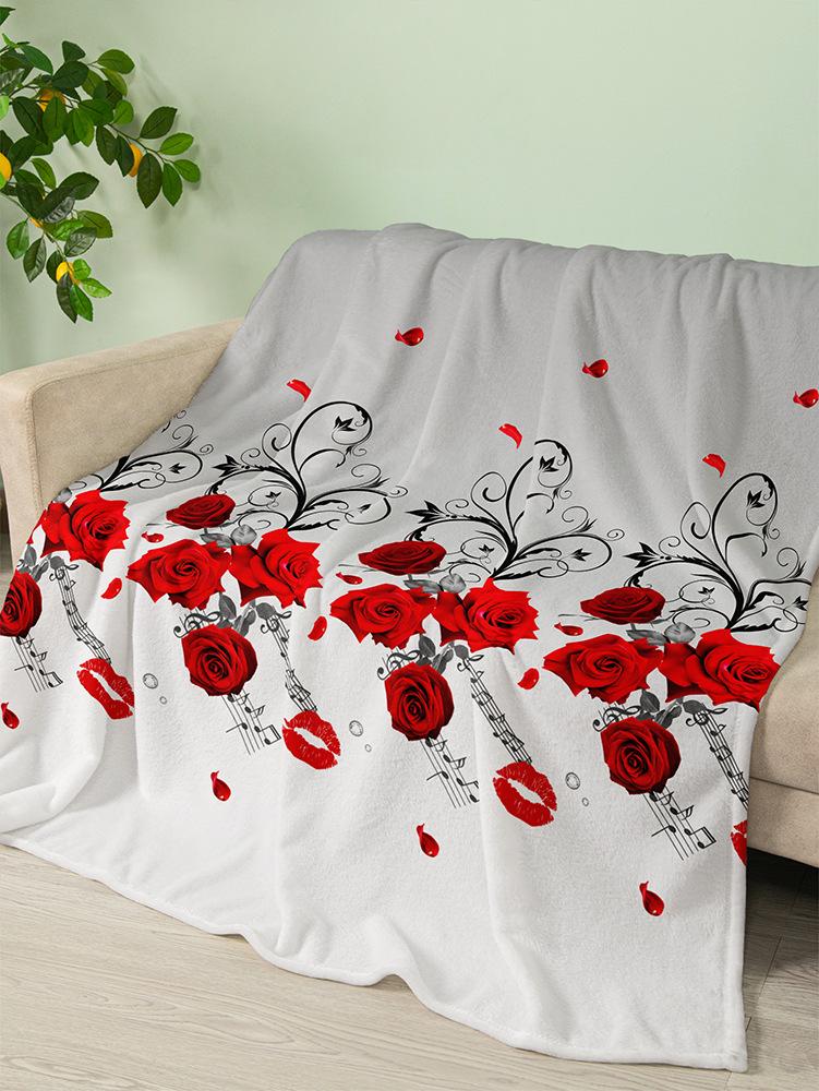 Flannel Blanket Rose Love Valentine'S Day Wedding Blanket Crystal Fleece Blanket Spring And Autumn