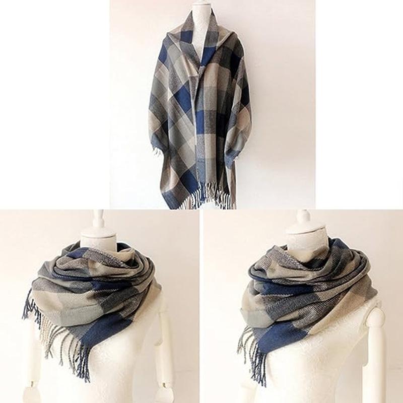 1PC Oversized Big Tartan Fall Wrap Long Plaid Blanket Women Winter Chunky