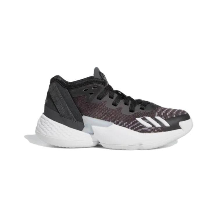 adidas D.O.N. Issue #4 Abrasion Resistant Mid Top Children's Basketball Shoes Black White Children Aged 3 7 Years Old GW9014
