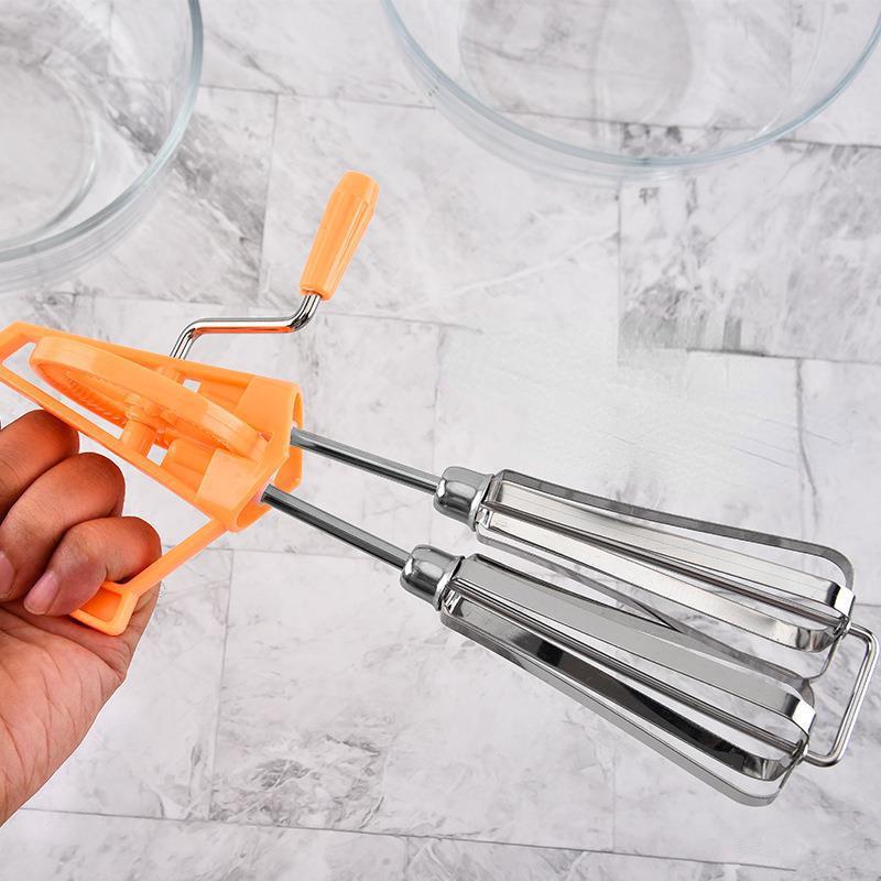 10 Inch Stainless Steel Hand Mixer, Fast Semi-automatic Egg Beater and Dough Mixer, Baking Tool