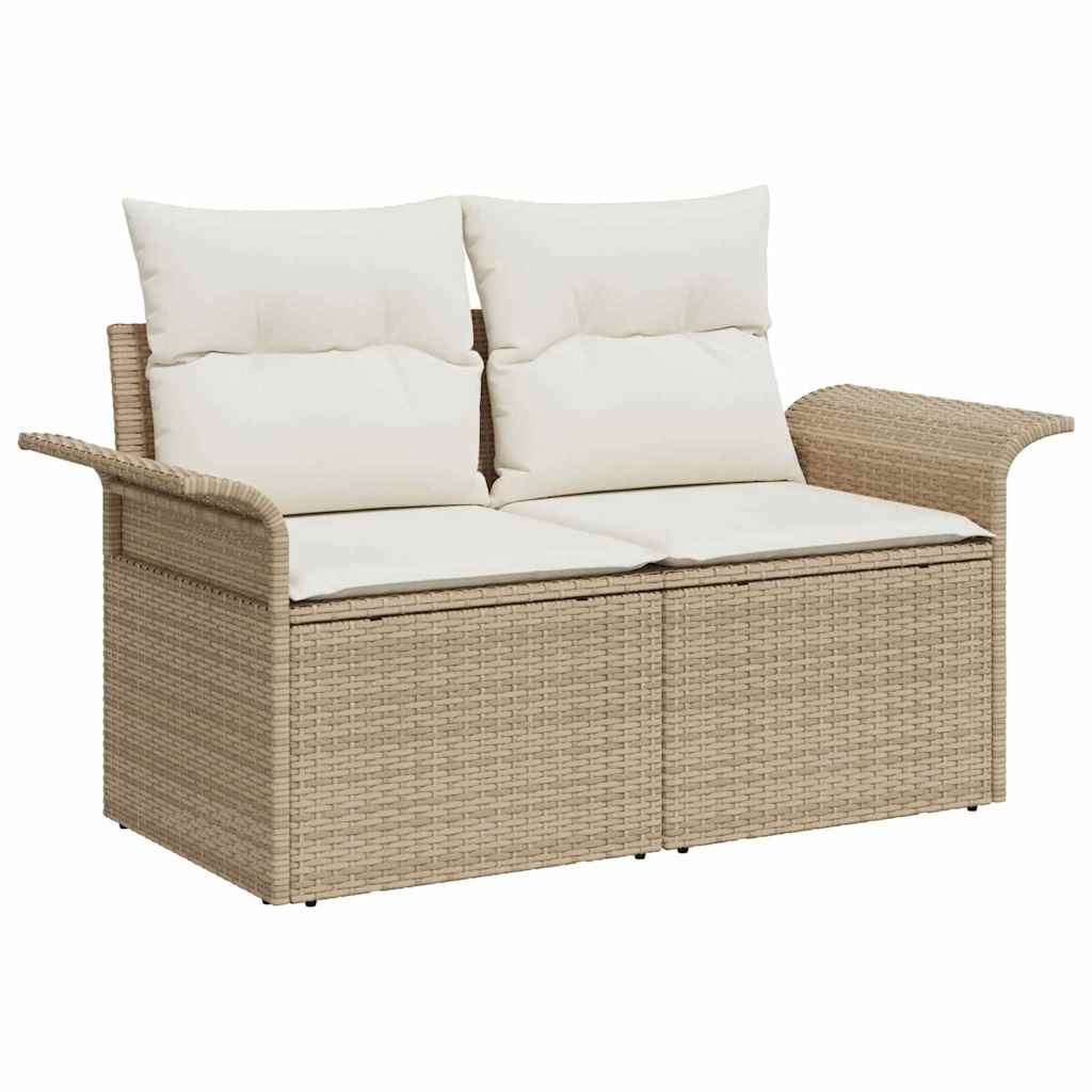 Garden Sofa Set with Cushions 9 Pcs Beige Poly Rattan